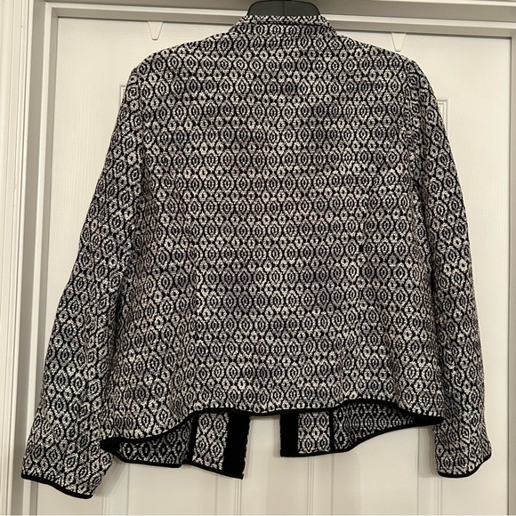 Chico's Jacket Ivory Black Geometric Open Front Size 2 US L/12 - Picture 8 of 8